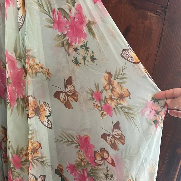 Chicwish Floral Maxi Dress - Green and Pink - Picture 3 of 9